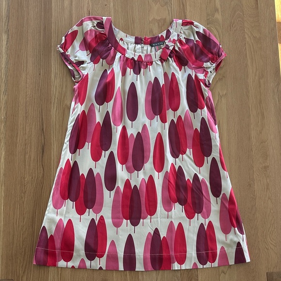 Orla Kiely Dresses & Skirts - Orla Kiely Silk Trees Dress in Red, Pink, Maroon and Cream Size 3